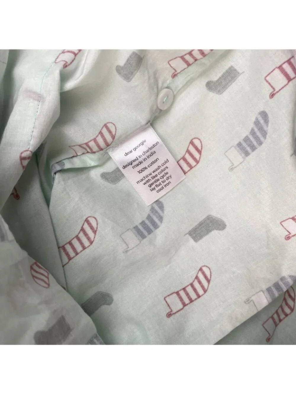 Dear Georgie Stockings 2 Piece Pajama Set Boys Size 10 - 11 Y Green Long Sleeve